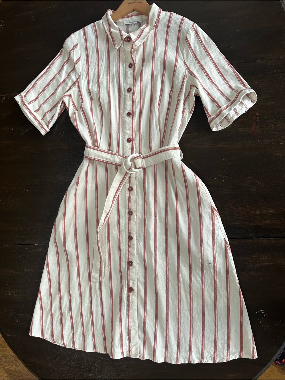 La Petite Française Paris Striped Belted Shirt Dress Size 40